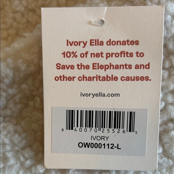 Ivory Ella White Sherpa Jacket with Striped Cuffs - Picture 3 of 9